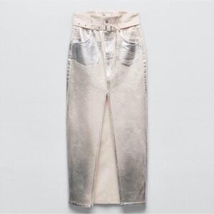 ZARA WOMAN NWT SS23
SILVER METALLIC ZW MIDI
SKIRT SIZE XL